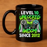 Level 10 Unlocked Awesome 2012 Video Game 10th Birthday 11oz C Handle Ceramic Mug
