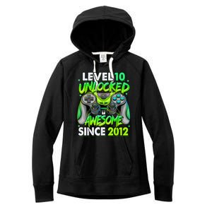 Level 10 Unlocked Awesome 2012 Video Game 10th Birthday Women's Fleece Hoodie