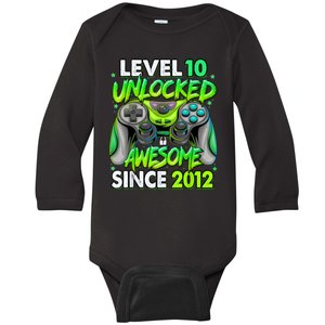 Level 10 Unlocked Awesome 2012 Video Game 10th Birthday Baby Long Sleeve Bodysuit