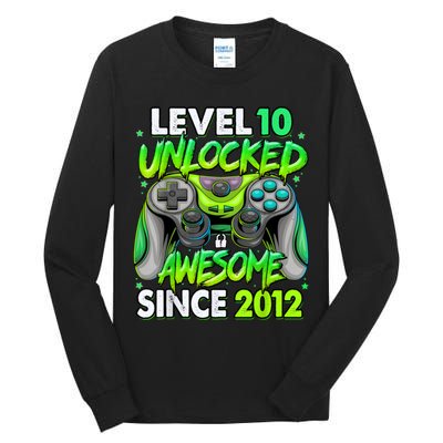 Level 10 Unlocked Awesome 2012 Video Game 10th Birthday Tall Long Sleeve T-Shirt