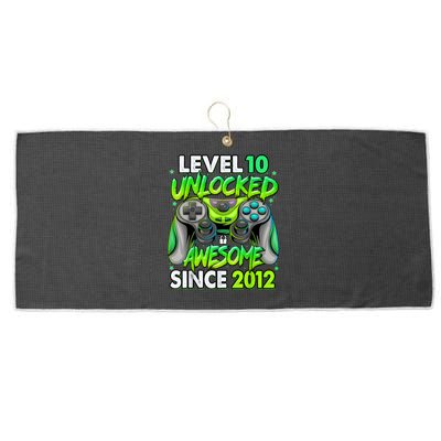 Level 10 Unlocked Awesome 2012 Video Game 10th Birthday Large Microfiber Waffle Golf Towel