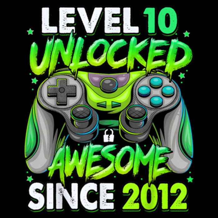 Level 10 Unlocked Awesome 2012 Video Game 10th Birthday Poster