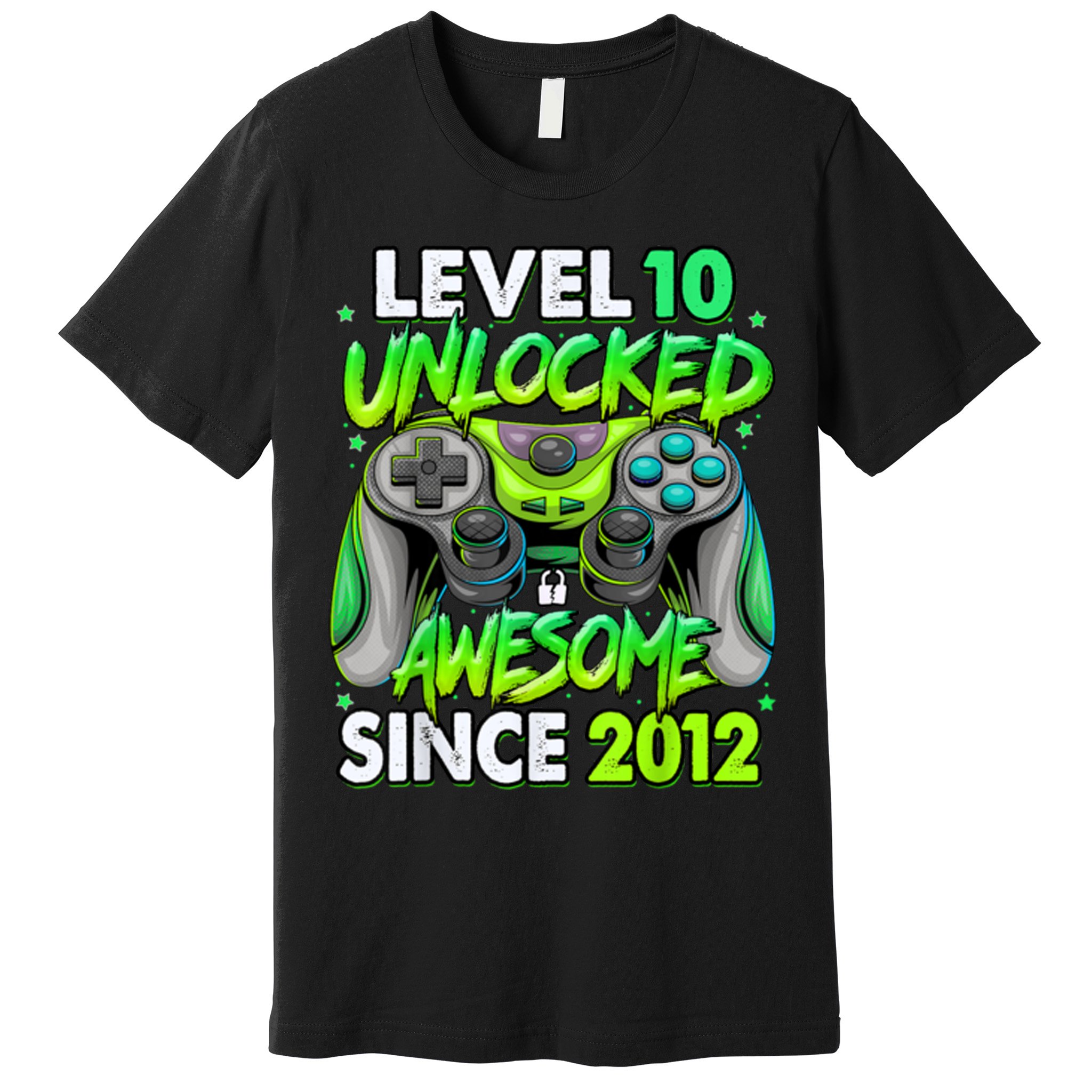 Level 10 Unlocked Awesome 2012 Video Game 10th Birthday Premium T-Shirt