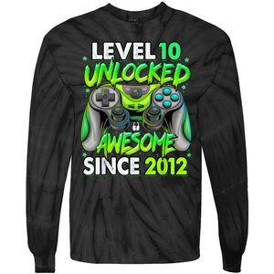 Level 10 Unlocked Awesome 2012 Video Game 10th Birthday Tie-Dye Long Sleeve Shirt