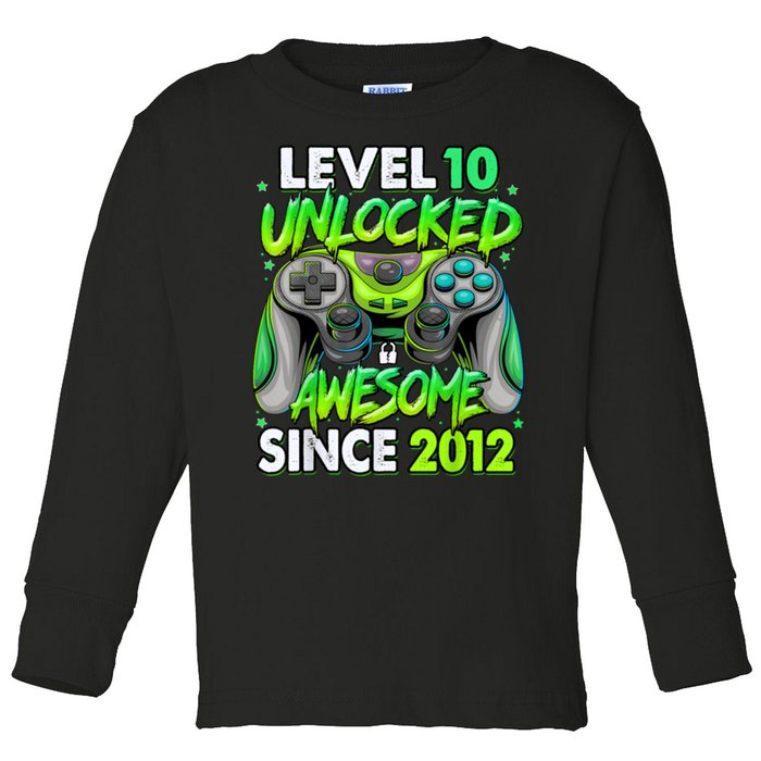 Level 10 Unlocked Awesome 2012 Video Game 10th Birthday Toddler Long Sleeve Shirt