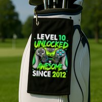Level 10 Unlocked Awesome 2012 Video Game 10th Birthday Golf Towel
