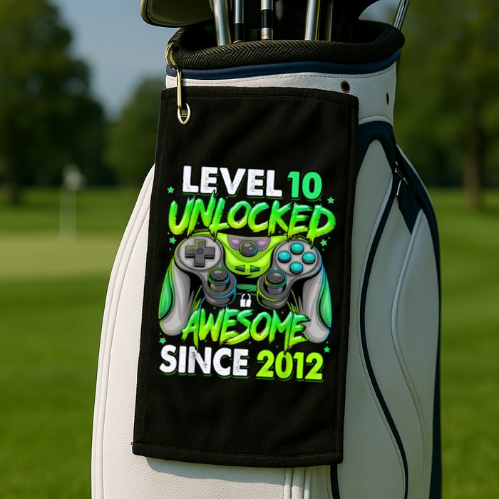 Level 10 Unlocked Awesome 2012 Video Game 10th Birthday Golf Towel