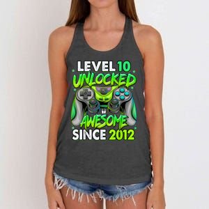 Level 10 Unlocked Awesome 2012 Video Game 10th Birthday Women's Knotted Racerback Tank