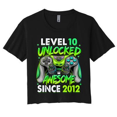 Level 10 Unlocked Awesome 2012 Video Game 10th Birthday Crop Top