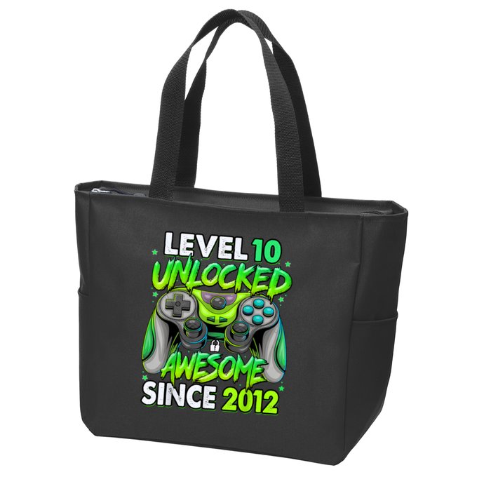 Level 10 Unlocked Awesome 2012 Video Game 10th Birthday Zip Tote Bag