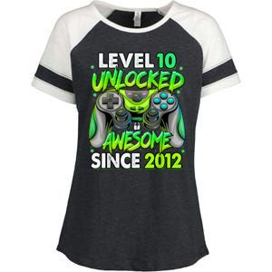 Level 10 Unlocked Awesome 2012 Video Game 10th Birthday Enza Ladies Jersey Colorblock Tee