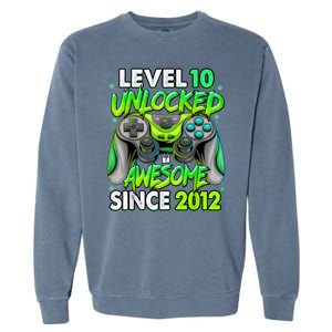 Level 10 Unlocked Awesome 2012 Video Game 10th Birthday Garment-Dyed Sweatshirt