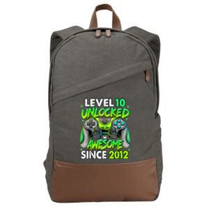 Level 10 Unlocked Awesome 2012 Video Game 10th Birthday Cotton Canvas Backpack