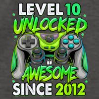 Level 10 Unlocked Awesome 2012 Video Game 10th Birthday Vector Backpack