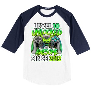 Level 10 Unlocked Awesome 2012 Video Game 10th Birthday Baseball Sleeve Shirt