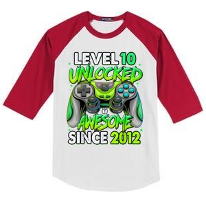 Level 10 Unlocked Awesome 2012 Video Game 10th Birthday Kids Colorblock Raglan Jersey