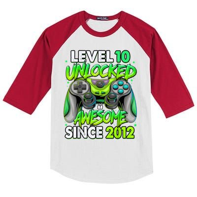 Level 10 Unlocked Awesome 2012 Video Game 10th Birthday Kids Colorblock Raglan Jersey