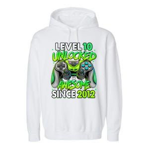 Level 10 Unlocked Awesome 2012 Video Game 10th Birthday Garment-Dyed Fleece Hoodie