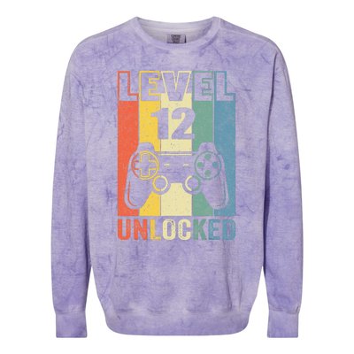 Level 12 Unlocked Funny Video Gamer 12th Birthday Gift Colorblast Crewneck Sweatshirt