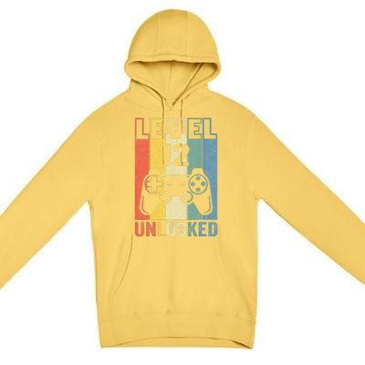 Level 12 Unlocked Funny Video Gamer 12th Birthday Gift Premium Pullover Hoodie