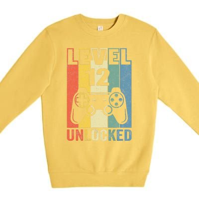 Level 12 Unlocked Funny Video Gamer 12th Birthday Gift Premium Crewneck Sweatshirt