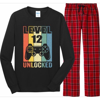 Level 12 Unlocked Funny Video Gamer 12th Birthday Gift Long Sleeve Pajama Set