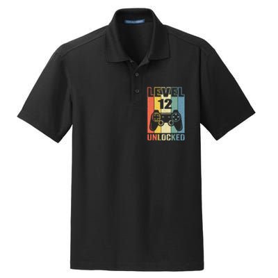 Level 12 Unlocked Funny Video Gamer 12th Birthday Gift Dry Zone Grid Polo