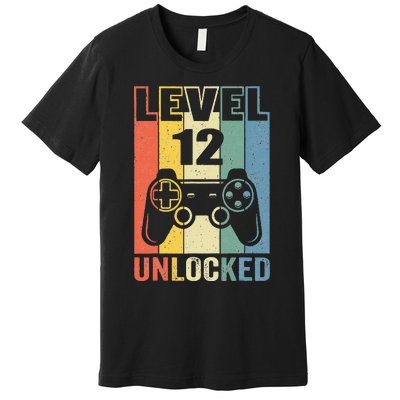 Level 12 Unlocked Funny Video Gamer 12th Birthday Gift Premium T-Shirt