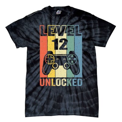 Level 12 Unlocked Funny Video Gamer 12th Birthday Gift Tie-Dye T-Shirt