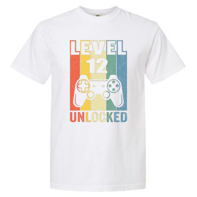 Level 12 Unlocked Funny Video Gamer 12th Birthday Gift Garment-Dyed Heavyweight T-Shirt