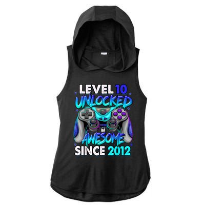 Level 10 Unlocked Awesome 2012 Cute 10th Birthday Ladies PosiCharge Tri-Blend Wicking Draft Hoodie Tank