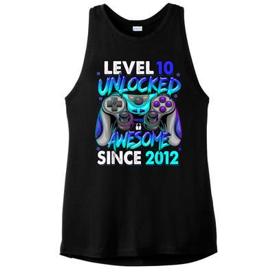 Level 10 Unlocked Awesome 2012 Cute 10th Birthday Ladies PosiCharge Tri-Blend Wicking Tank