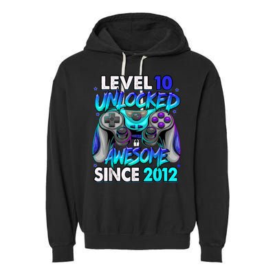 Level 10 Unlocked Awesome 2012 Cute 10th Birthday Garment-Dyed Fleece Hoodie