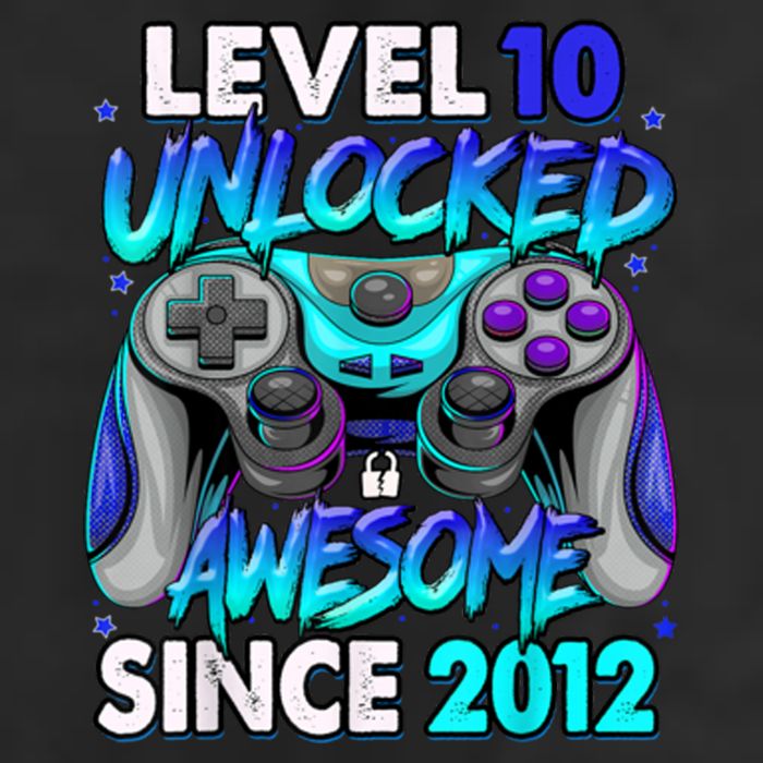 Level 10 Unlocked Awesome 2012 Cute 10th Birthday 7 Panel Mesh Trucker Snapback Hat