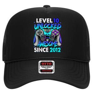 Level 10 Unlocked Awesome 2012 Cute 10th Birthday High Crown Mesh Back Trucker Hat