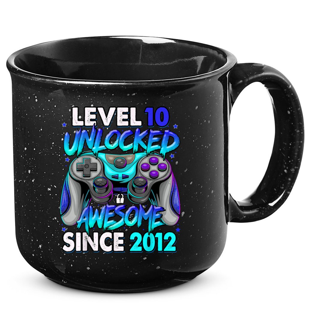Level 10 Unlocked Awesome 2012 Cute 10th Birthday 15oz Campfire Ceramic Mug