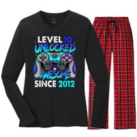 Level 10 Unlocked Awesome 2012 Cute 10th Birthday Women's Long Sleeve Flannel Pajama Set 