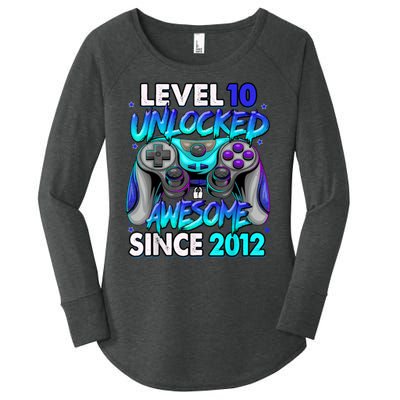 Level 10 Unlocked Awesome 2012 Cute 10th Birthday Women's Perfect Tri Tunic Long Sleeve Shirt