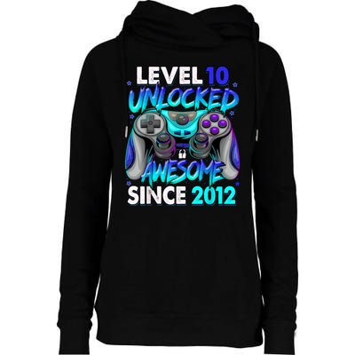 Level 10 Unlocked Awesome 2012 Cute 10th Birthday Womens Funnel Neck Pullover Hood