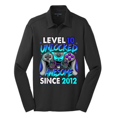 Level 10 Unlocked Awesome 2012 Cute 10th Birthday Silk Touch Performance Long Sleeve Polo