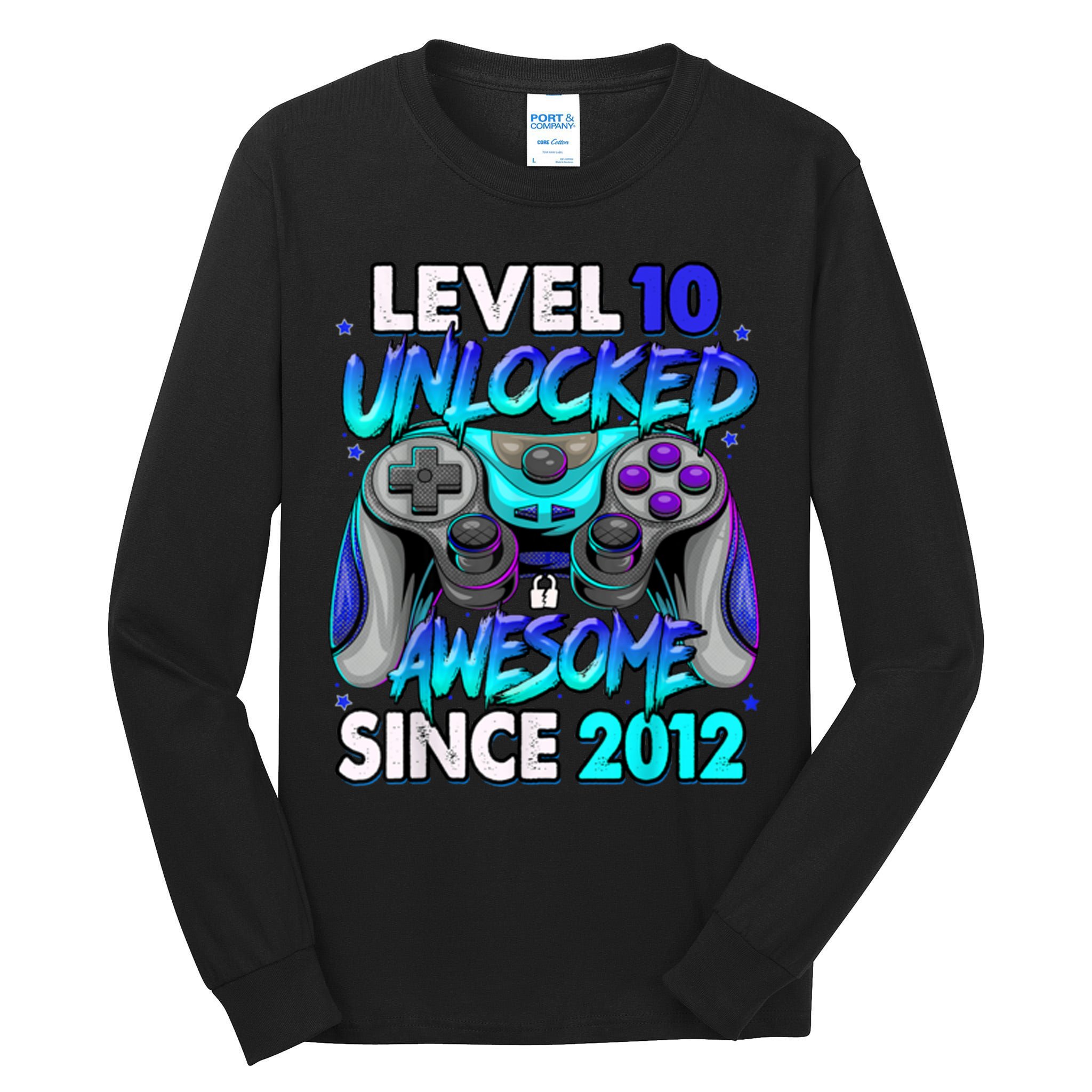 Level 10 Unlocked Awesome 2012 Cute 10th Birthday Tall Long Sleeve T-Shirt