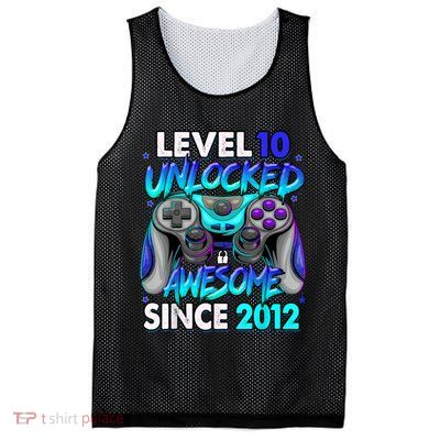 Level 10 Unlocked Awesome 2012 Cute 10th Birthday Mesh Reversible Basketball Jersey Tank