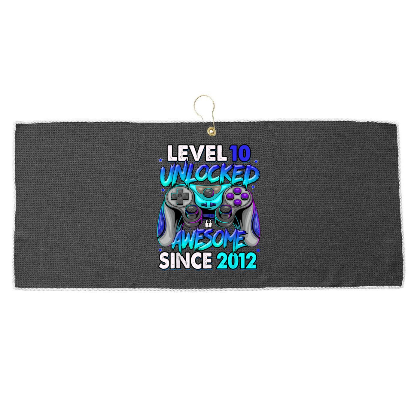 Level 10 Unlocked Awesome 2012 Cute 10th Birthday Large Microfiber Waffle Golf Towel