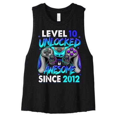 Level 10 Unlocked Awesome 2012 Cute 10th Birthday Women's Racerback Cropped Tank