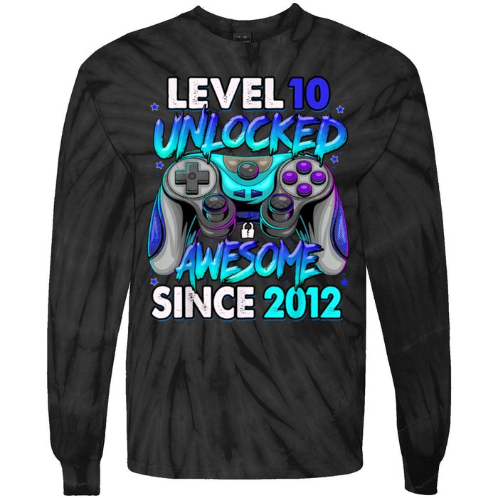 Level 10 Unlocked Awesome 2012 Cute 10th Birthday Tie-Dye Long Sleeve Shirt