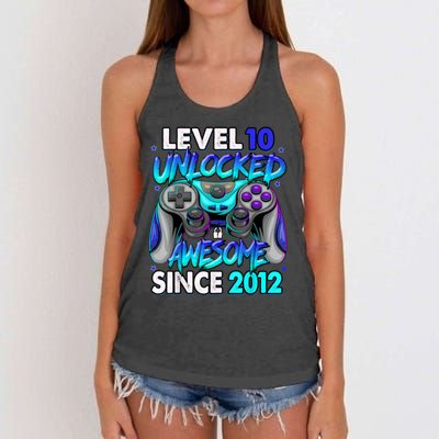 Level 10 Unlocked Awesome 2012 Cute 10th Birthday Women's Knotted Racerback Tank