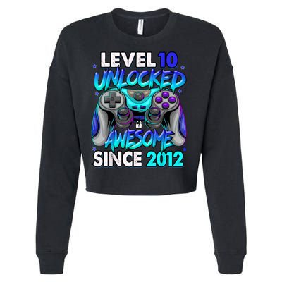 Level 10 Unlocked Awesome 2012 Cute 10th Birthday Cropped Pullover Crew