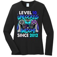 Level 10 Unlocked Awesome 2012 Cute 10th Birthday Ladies Long Sleeve Shirt