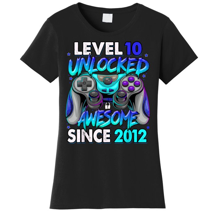 Level 10 Unlocked Awesome 2012 Cute 10th Birthday Women's T-Shirt