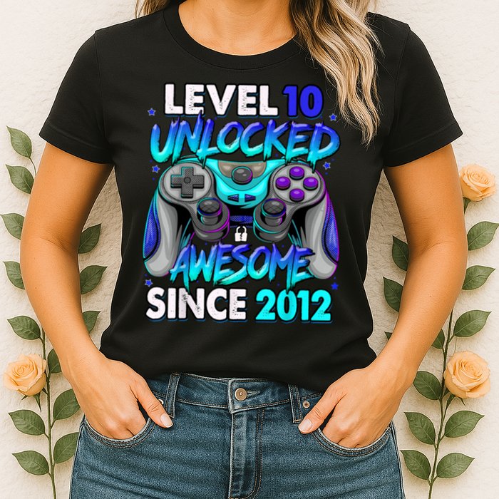 Level 10 Unlocked Awesome 2012 Cute 10th Birthday Womens T-Shirt